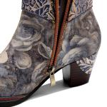 Genuine Leather Floral Cowgirl Boots Womens Square Toe Ankle Boots
