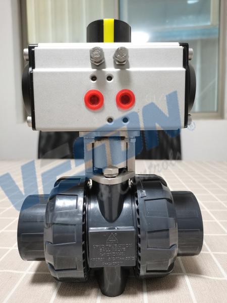 Pneumatic Actuated PVC Ball Valves / PVC Ball Valve With Double Acting Pneumatic