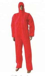 Quality Red Disposable PPE Coveralls Front Zipper Acid Resistant Coveralls Nontoxic wholesale