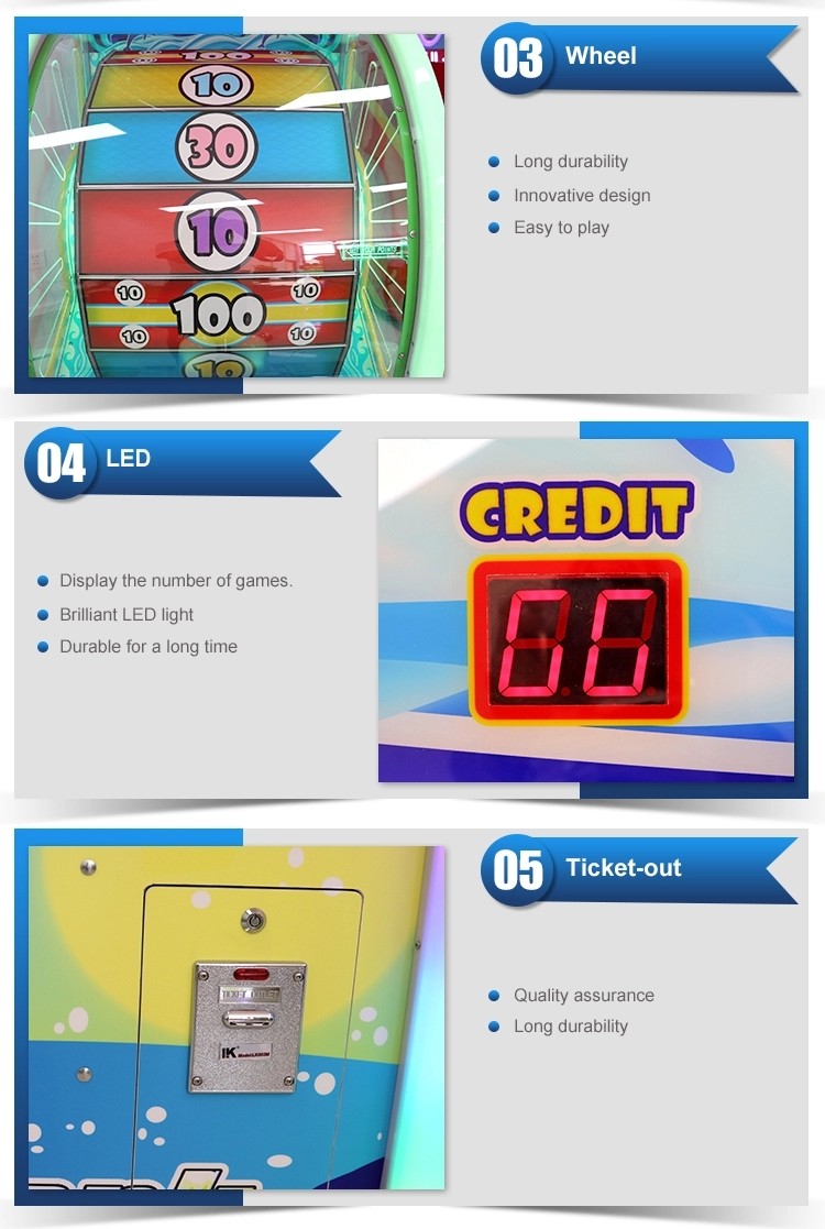 Wood Redemption Game Machine , Lottery Bass Wheel Ticket Vending Machine