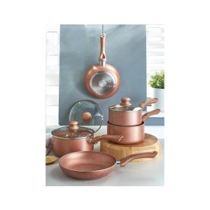 Quality 5 Pieces Marble Cast Aluminum Non Stick Fry Pan And Pot Cookware Set wholesale