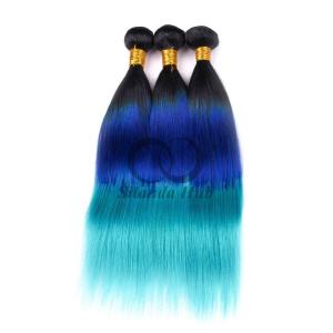 Quality #T1B/Blue/Light Blue Straight Remy Human Hair Bundles Sew In Weave Bundles Brazilian Bundle Deals wholesale
