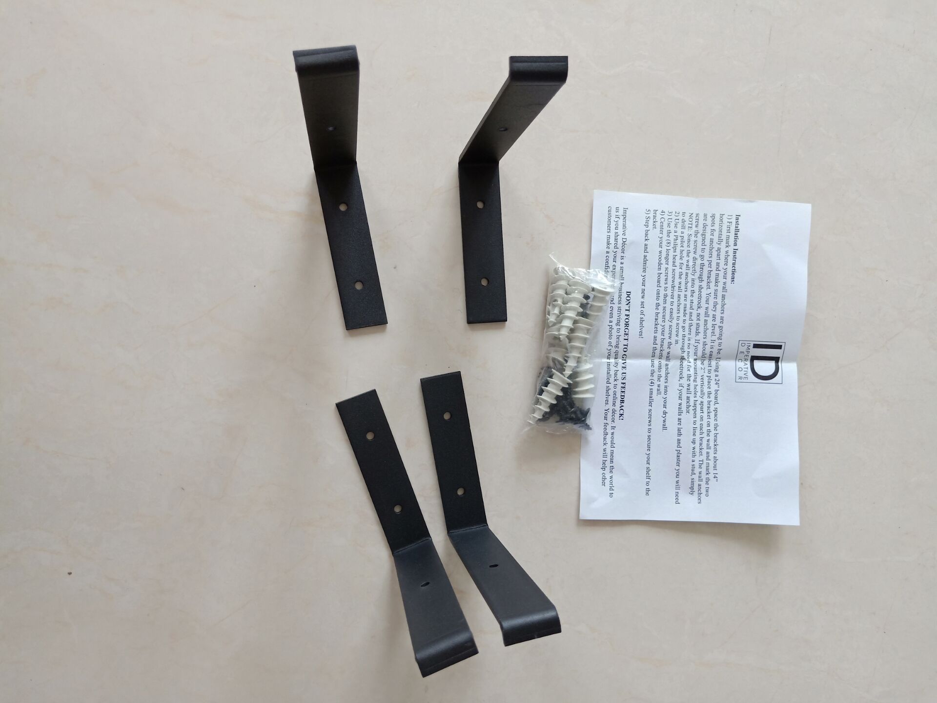 Heavy Duty Carbon Steel Wall Bracket in Rustic Black for Floating Shelf Installation