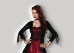 Gothic Vampiress 1002 Halloween Adult Costumes Red Black Color With Petticoat