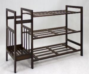 Quality Black Pine Wood 30cm Wide 78cm Long Shoe Shelf With Umbrella Stand wholesale