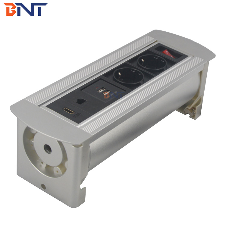 CE Rohs approval office furniture aluminum desktop power socket with EU power