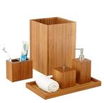 Customized Bamboo Bathroom Supplies 5 Piece Bamboo Bath And Vanity Box