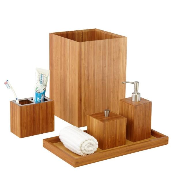 Customized Bamboo Bathroom Supplies 5 Piece Bamboo Bath And Vanity Box