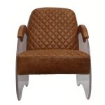 Real Leather Light Brown Contemporary Acrylic Armchair Defaico Furniture