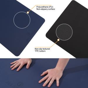 Quality 5mm Thick Non Slip Lightweight PU Yoga Matt Upgraded A Strong Grip Fitness Blue wholesale