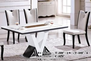 Quality home dining room 4 seater rectangular marble table furniture wholesale