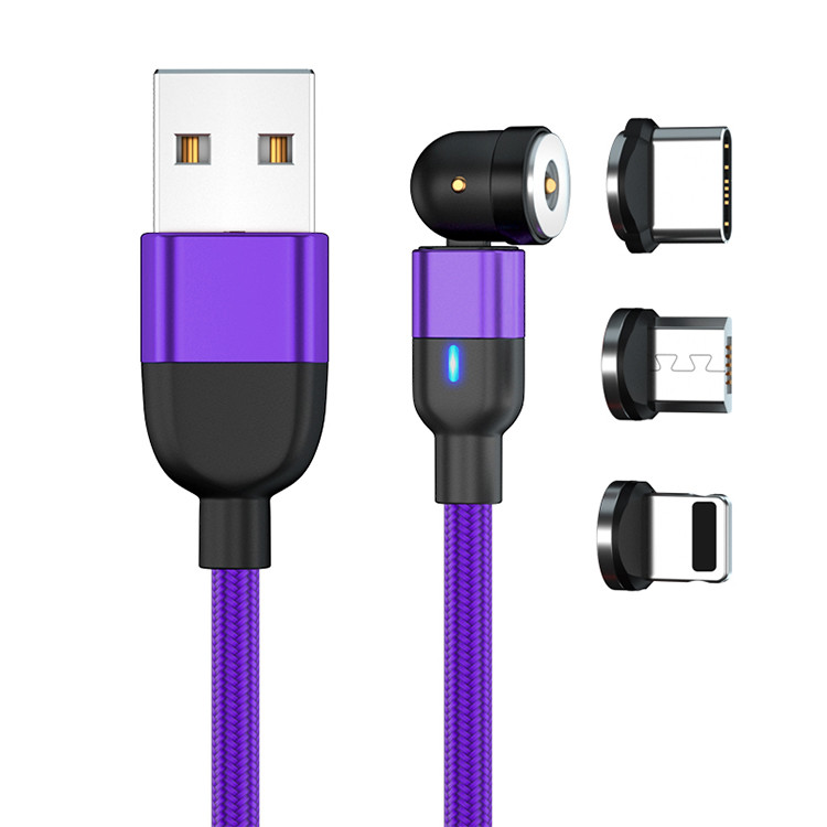 540 Rotation 3A Magnetic USB Charging Cable 3 In 1 Magnetic Data Cable