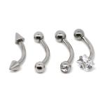 316 Stainless Steel Straight Barbell Eyebrow Piercing Curved Barbell 8mm 16G