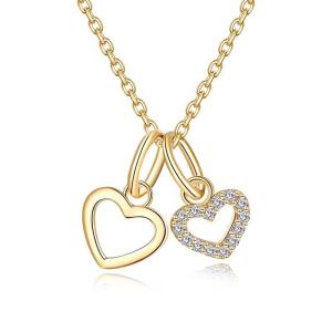 Quality YASVITTI 925 Sterling Silver Two Hearts Necklace Charm Custom Gold Plated Heart Necklace Jewelry wholesale