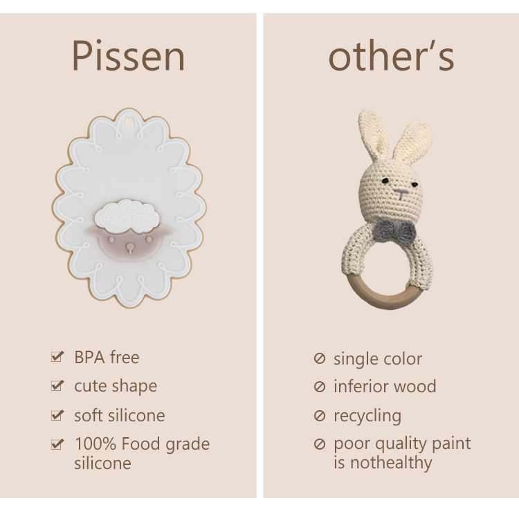 Sheep Bunny Personalised Silicone Teether BPA Free For Newborn Baby