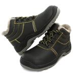Genuine Leather Winter Safety Shoes Waterproof Warm Work Boots Mens