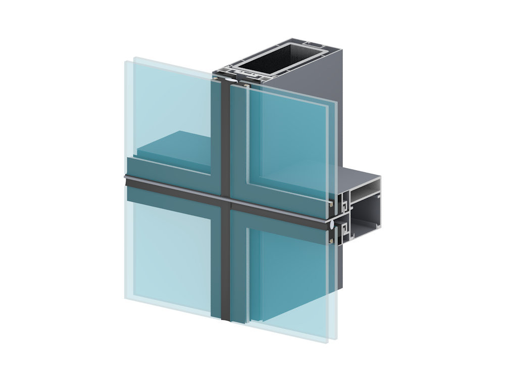 6063 T5 Square Aluminium Curtain Wall Profile Easy To Clean And Maintain
