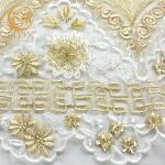 Free Sample Gold Sequin Lace Fabric Beautiful Embroidered Eco Friendly