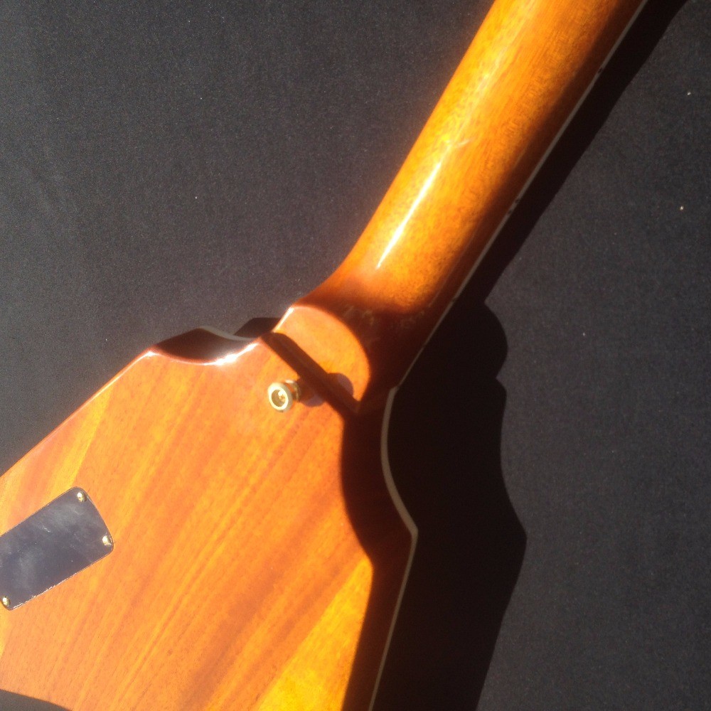 Good quality Electric Guitar with yellow colors and flybird shape by two pickups flying v electric guitar