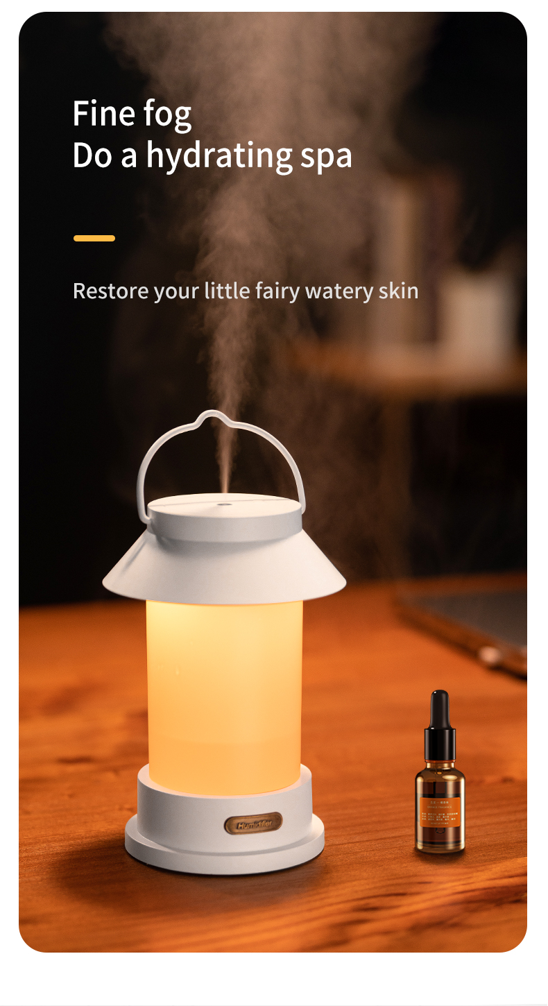 400ml USB Wireless Creative Design Portable Camping Lantern Shape Diffuser Hanging Type Outdoor Cool Mist Humidifier