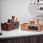 Solid Wood Espresso Tamping Station Coffee Tamper Holder Stocked Machine