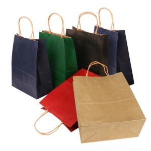 Quality Flat Bottom Personalized Brown Paper Bags With Paper Twisted Cord Handle wholesale