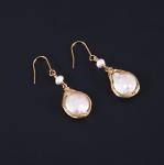 New Baroque Pearl Stud Earrings For Women Hand made Metallic Twist Braided
