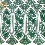 Customized Emerald Green Embroidery Lace Fabric Beaded Sequined Decoration