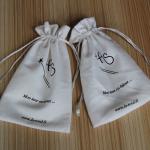 White 100 % Cotton Travel Jewelry Bag , 10 X 15cm High Fabric Drawstring Gift