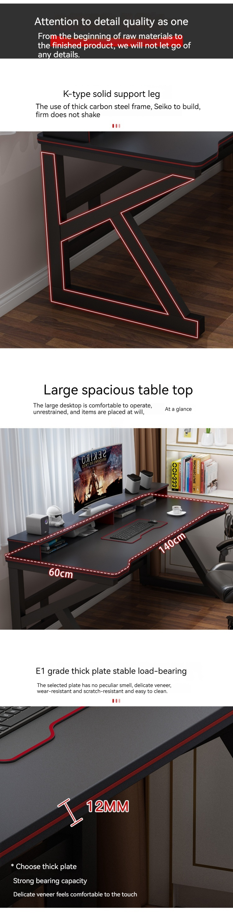 Create the Perfect Work and Play Space with Contemporary Design Style RGB Gaming Desk