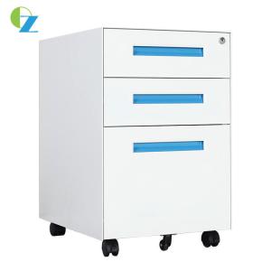 China Antiwear Blue Handle Metal Mobile Pedestal Cabinet With 520MM Depth on sale