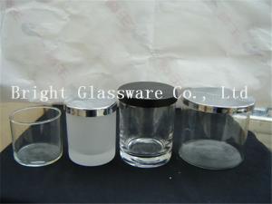 Quality cheap glass candle jar with metal lid wholesale