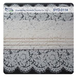 Quality White Corded Bridal Lace Fabric For Wedding , Embroidery Lace Fabric wholesale