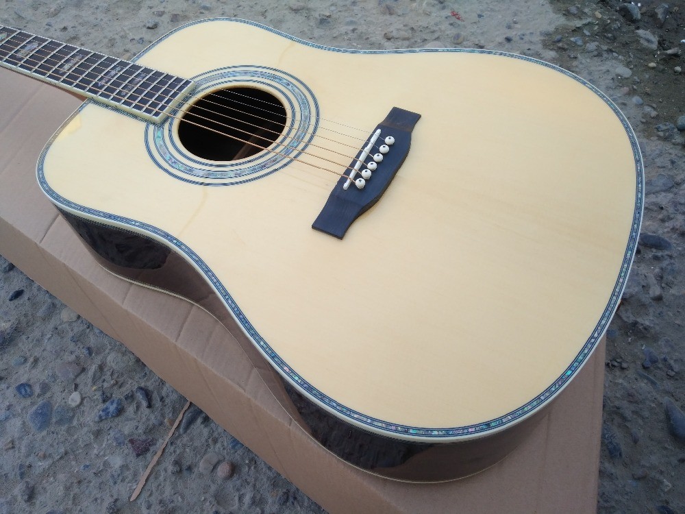 41 inch Full solid wood D style classical Acoustic Guitar,Real abalone Ebony fingerboard,One piece of neck OEM custom gu