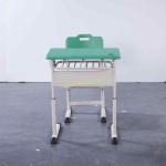 Aluminum Frame Middle High Student Desk And Chair Set HDPE Surface Mint Green