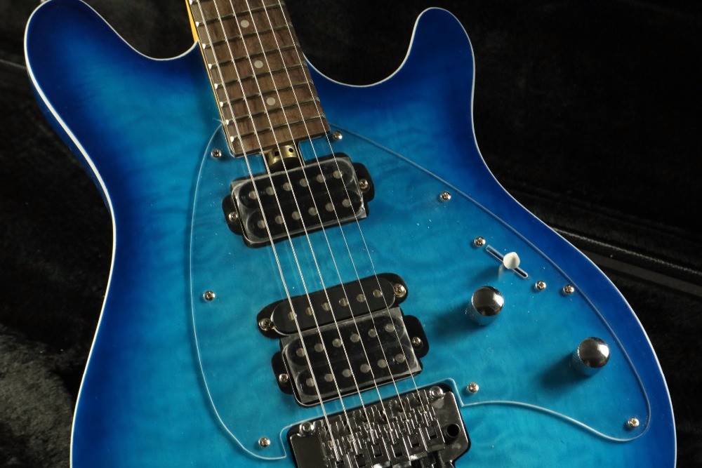 Mahogany body HsH pickups Quilted Maple Top single Binding Music Man olp Electric guitar Guitarra transparent pickguard