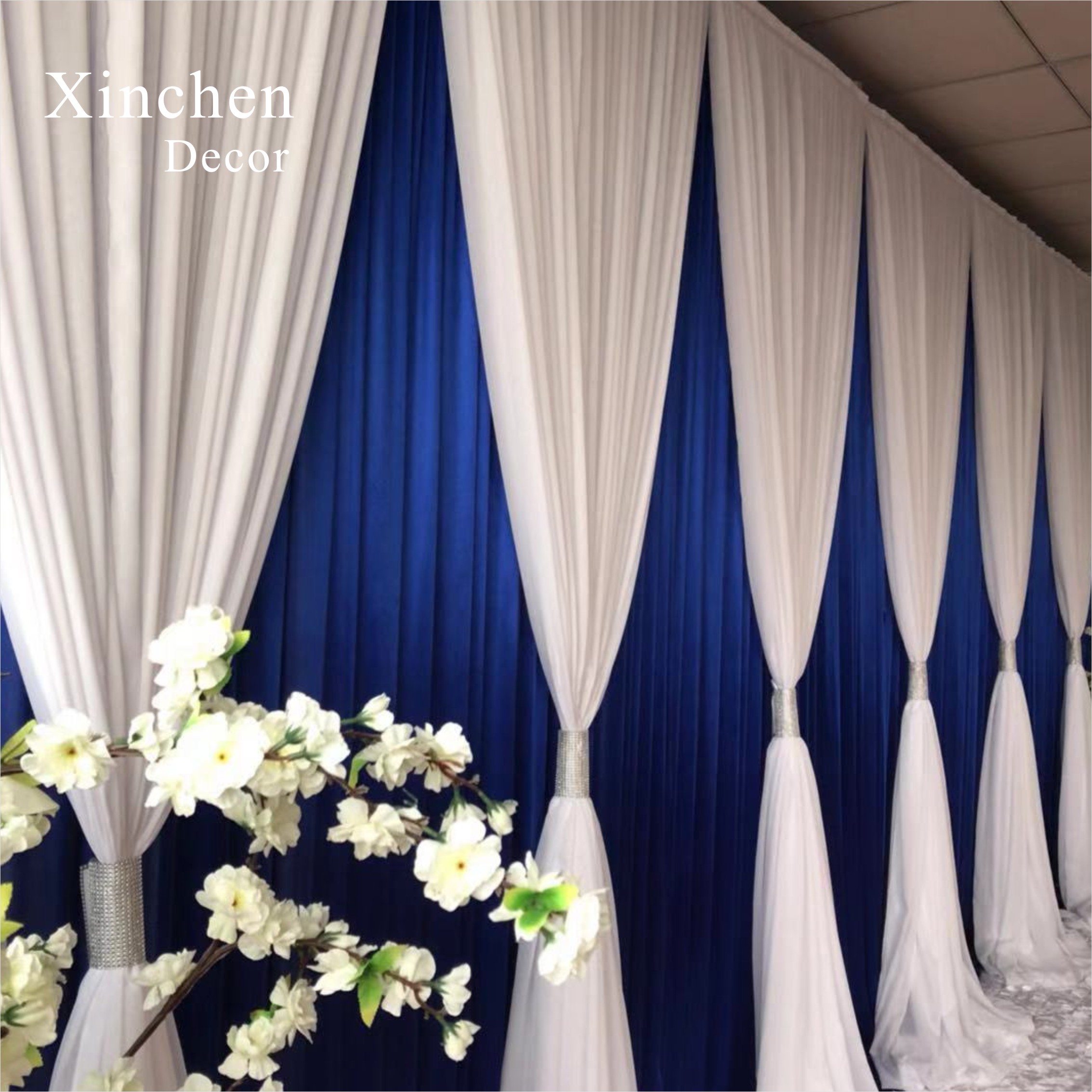 SX-388 Wholesale drape cloth curtains valance for wedding stage backdrop