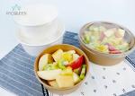 Salad Kraft Paper Takeaway Food Containers PLA Lined Clear Lids