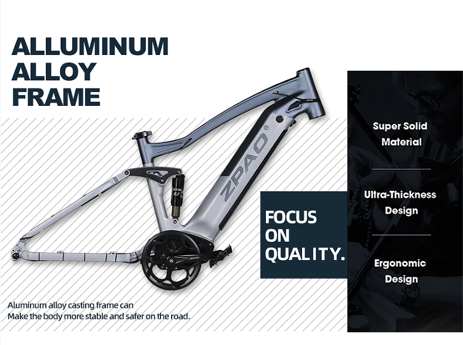 Weldless Frame Electric Fat Tire Bike Full Suspension 750W 26 Inch Fat Tire Electric Bike