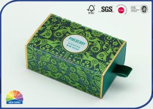 Quality Green Stamping PET Drawer Paper Gift Package Box With Flocking Handle wholesale