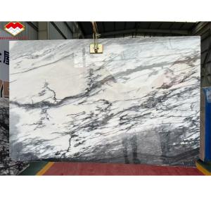 Quality Snow Mountain White Marble Big Slab for Modern Design Dining Table Top Natural Stone wholesale