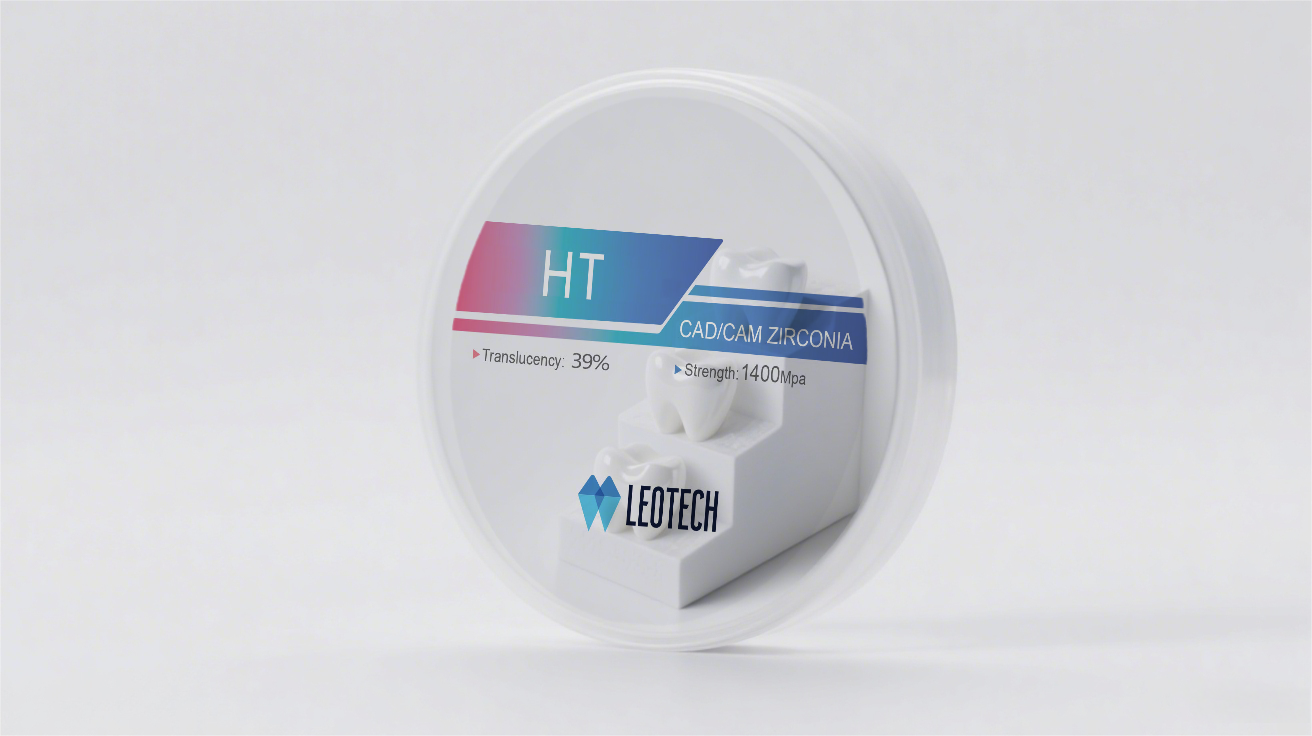 HT White Dental Zirconia Disc with 39% Translucency Multi-unit Bridge Applications 98mm Diameter