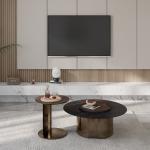 Contemporary Minimalist Metal Style Coffee Table Small Modern Rock Plate Rack
