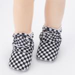 New designed Cotton fabric Gingham red indoor prewalk toddler baby sock shoes