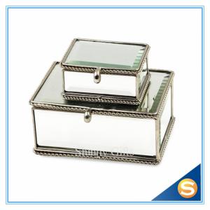 Quality Vintage Glass gift box for jewerly Trinket Box Brass Glass Dried Flower Box Mirror Bottom wholesale