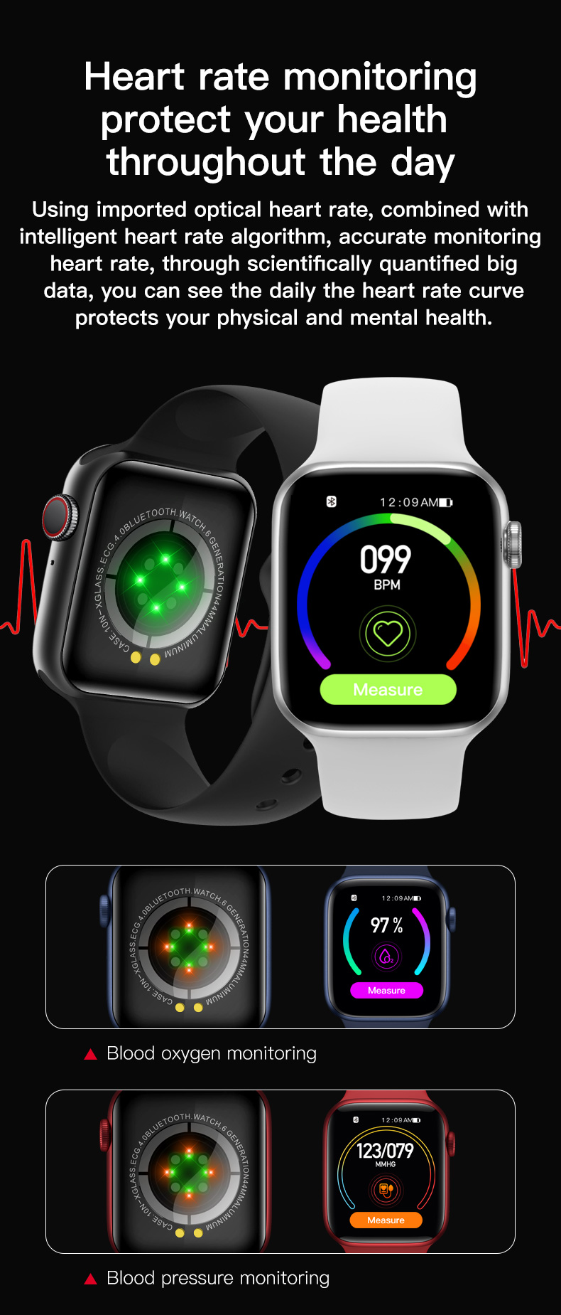 IP67 Waterproof Sports Smartwatch Zinc Alloy Watchband Monitor Blood Oxygen Wristband