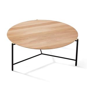 Quality Hotel Round Center Coffee Table Oak Top Coffee Table With Iron Legs wholesale