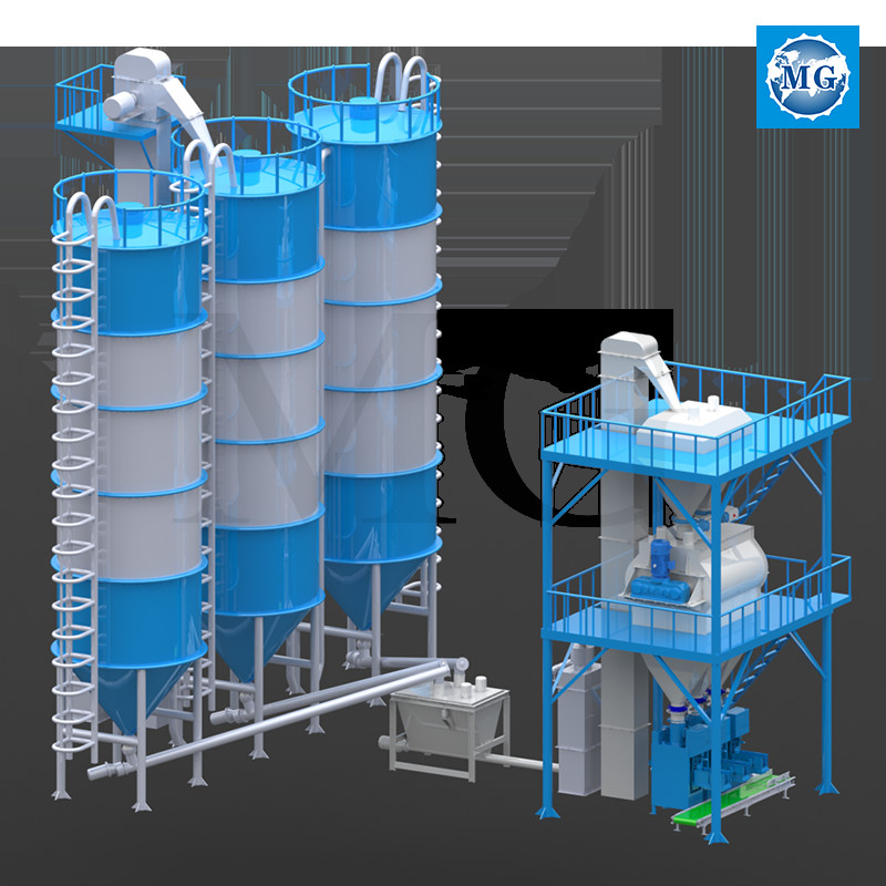 10T / H Dry Mix Mortar Plant Full Automatic Production Line Twin Shaft Paddle Mixer