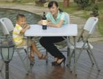 square folding dining table/plastic outdoor banquet dining table