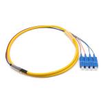 Single Mode Fiber Optic Pigtail 4 Cores PVC Bundle Fan Out Cable OS2 Yellow